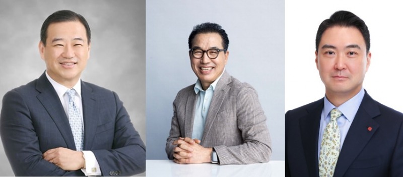김상현 롯데유통군 총괄 부회장(왼쪽부터), 정준호 롯데백화점 대표이사, 강성현 롯데마트·슈퍼 대표이사. /사진제공=롯데