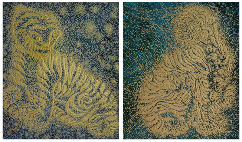 좌) 이명희, 늘~, 2024, 천에 채색, 53.0×45.5cm, 우) 이명희, 아스라이~, 2024, 천에 채색, 53.0×45.5cm