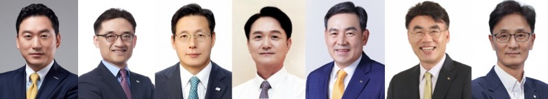 (왼쪽부터) 김성환 한국투자증권 대표, 김미섭·허선호 미래에셋증권 대표, 엄주성 키움증권 대표, 김성현·이홍구 KB증권 대표, 이선훈 신한투자증권 대표 / 사진출처= 각사