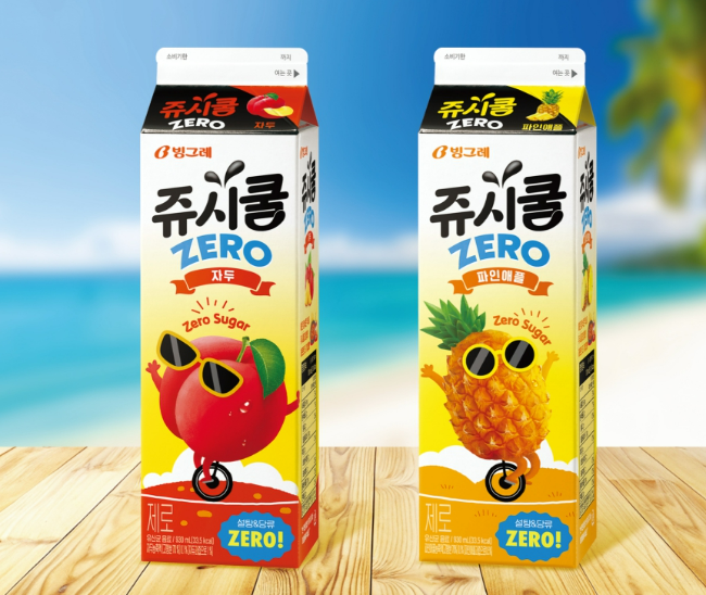 빙그레(대표 전창원)는 당 성분이 제로인 유산균 음료 신제품 2종 ‘쥬시쿨 제로(자두, 파인애플)’를 10일 출시했다. /사진=빙그레