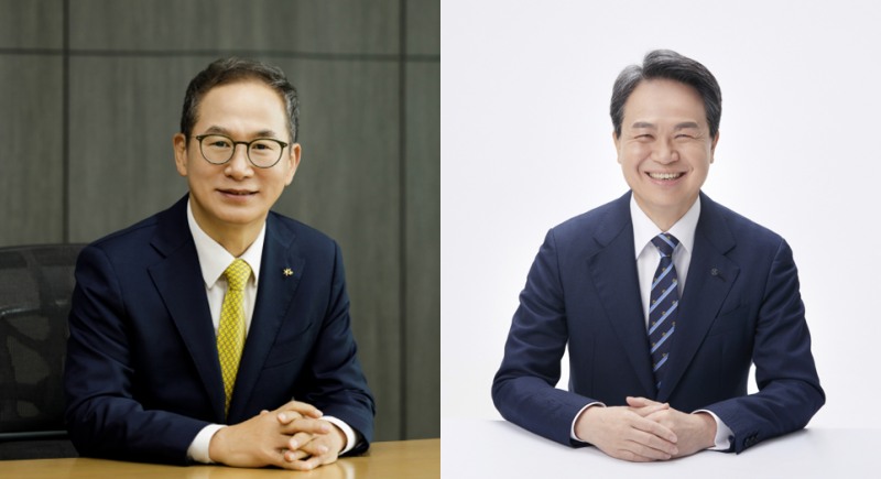 양종희 KB금융지주 회장(왼)과 진옥동 신한금융지주 회장 / 사진제공 = 각 사
