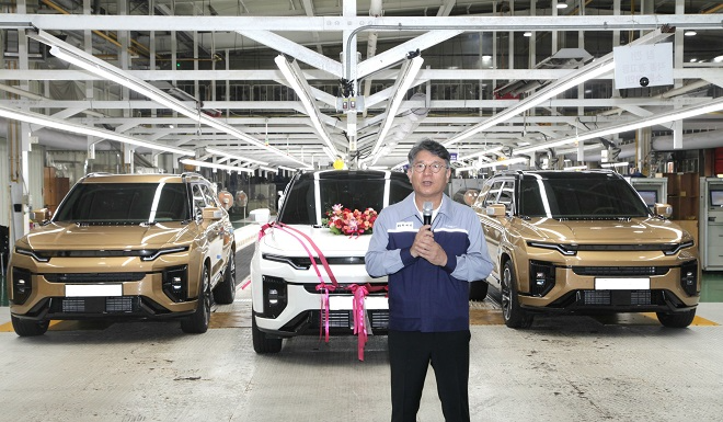 곽재선 KG모빌리티 회장 2024년 8월 액티언 양산 기념식. 사진=KG모빌리티