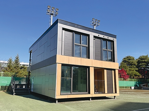 GS건설이 용인기술연구소에 설치 완료한 철골모듈러 목업(Mock-up) 외부 전경. / 사진제공 = GS건설