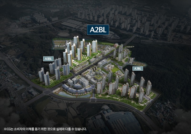 아산탕정자이 A1, A2, A3블록 전체 조감도./사진제공=GS건설