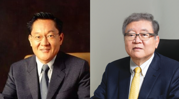 (왼쪽부터) 조동길 한솔그룹 회장과 조동혁 한솔케미칼 회장. /사진제공=한솔그룹