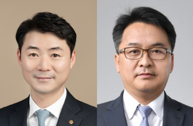Park Seung-deok, newly appointed CEO-designate of Hanwha Solutions QCELLS Division (left), and Park Jong-hwan, CEO of HD Hyundai Energy Solutions. / Photo = respective companies