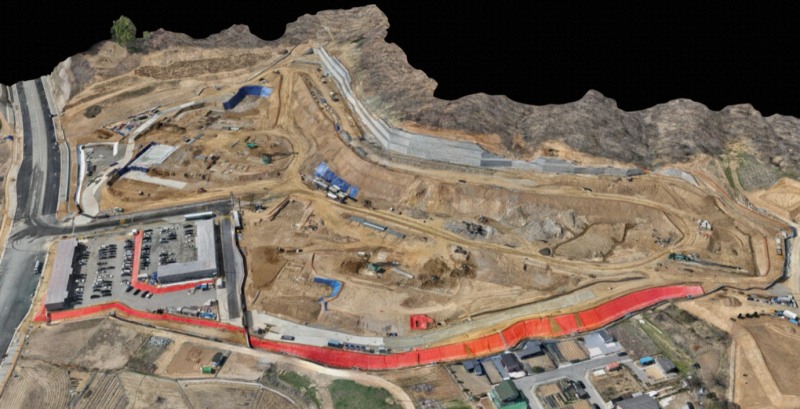 드론 플랫폼으로 제작된 'e편한세상 탕정 마크센텀' 현장 전경./사진제공=DL이앤씨