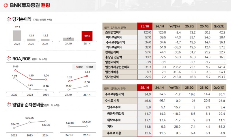 자료출처= BNK금융지주 2025년 상반기 실적 자료(2025.07.31) 갈무리