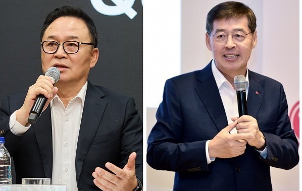 장용호 SK이노베이션 총괄사장(왼쪽)과 신학철 LG화학 부회장