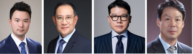 (왼쪽부터) 이규호 코오롱 대표이사, 허성 코오롱인더 대표이사, 유석진 코오롱인더 대표이사, 김영범 코오롱ENP 대표이사.