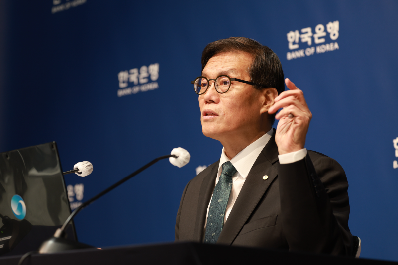 이창용 한국은행 총재가 28일 한은에서 2025년 8월 통화정책방향 관련 총재 기자간담회를 하고 있다. / 사진제공= 한국은행(2025.08.28)