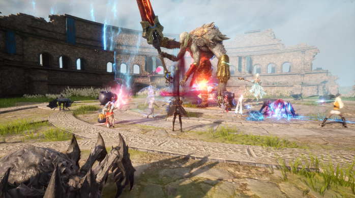 컴투스 '더 스타라이트' 대규모 보스전 플레이 화면.  /사진=컴투스