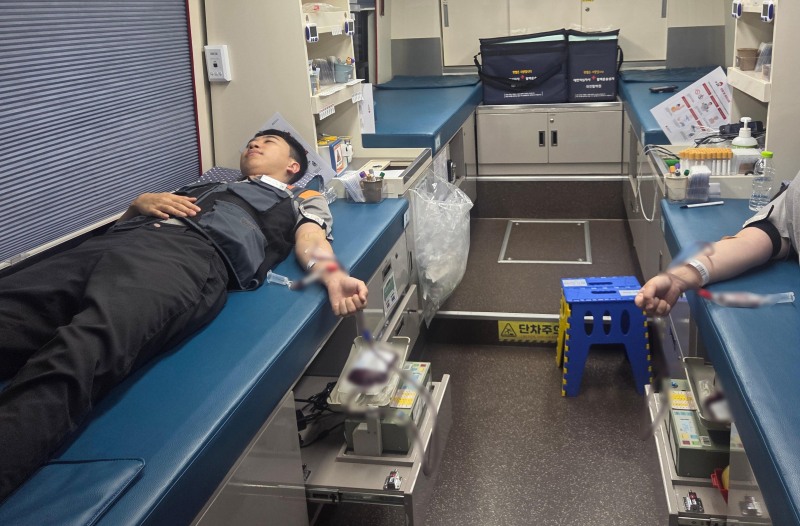 지난 1일 대한전선 당진공장 임직원들이 사랑의 헌혈 캠페인에 참여했다. /사진제공=호반그룹