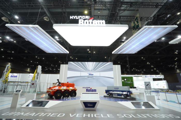 23일 경기도 고양 킨텍스에서 열린 ‘2025 아시아 기계 & 제조 산업전’에 참가한 현대로템 부스 전경. /사진제공=현대로템