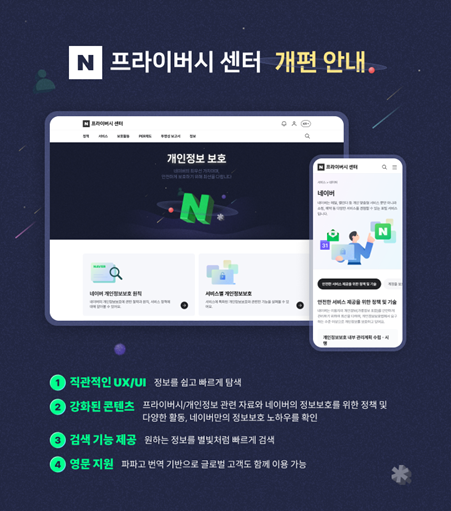 네이버는 오는 30일 개인정보 보호의 날과 개인정보 보호 주간을 앞두고 네이버 프라이버시센터를 개편했다고 26일 밝혔다. / 사진=네이버