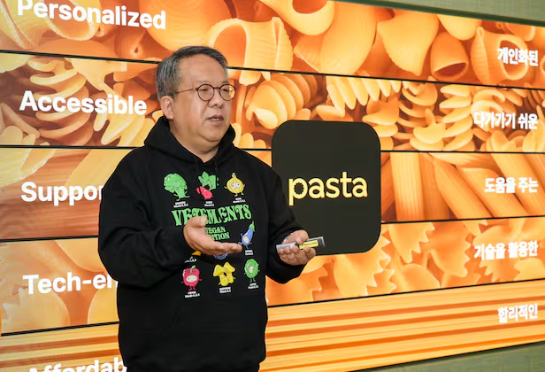 황희 카카오헬스케어 대표가 지난해 2월 파스타 출시 기념 프레스 미팅을 하고 있다. / 사진=카카오헬스케어