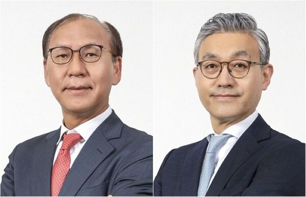 코람코자산운용이 20일 열린 이사회에서 김태원 부사장(왼쪽)과 윤장호 부사장을 각자 대표이사로 선임했다./사진제공=코람코자산운용