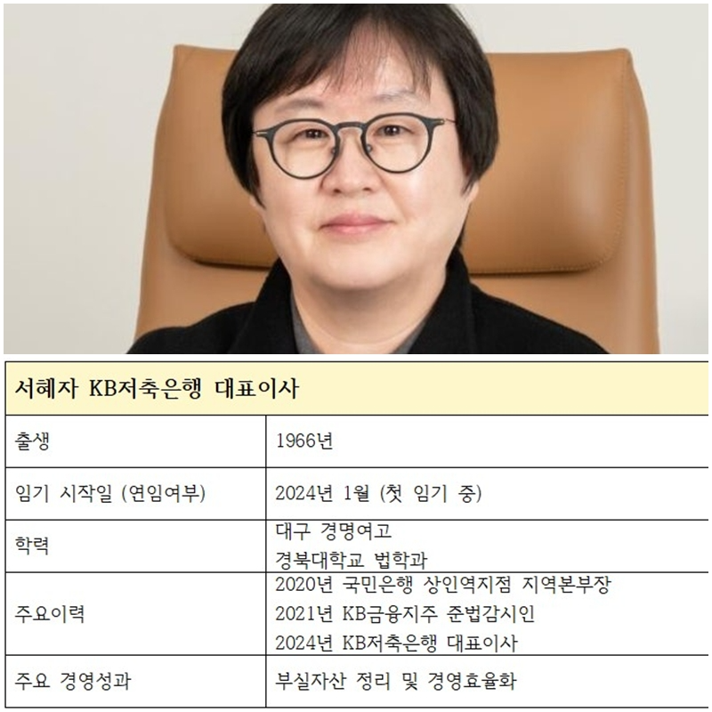 서혜자 KB저축은행 대표이사 주요 이력