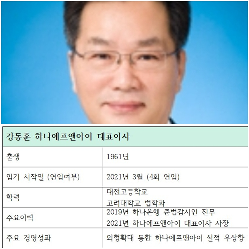 강동훈 하나에프앤아이 대표이사 주요 이력