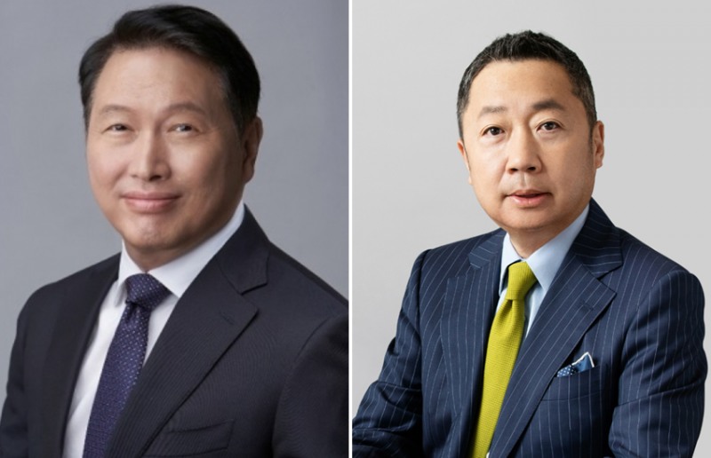 최태원 SK 회장(왼쪽)과 박정원 두산 회장