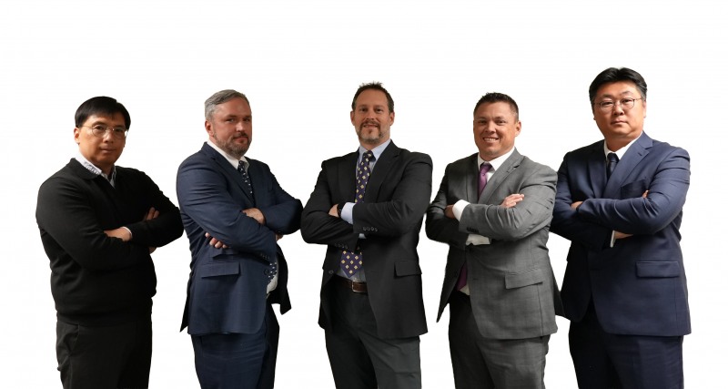 (왼쪽부터)브랜든 김PM, 알렉스 에버트PL, 빈스 키오도상무, 라이언 번스PL, 김형규PL. 사진=효성