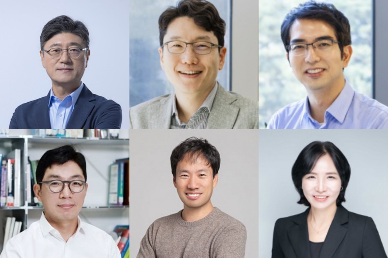 (좌측 상단부터 시계 방향으로) 정재헌 SKT CEO, 임우형·이홍락 LG AI연구원장, 이연수 NC AI, 김성훈 업스테이지 대표, 김유원 네이버클라우드 대표. /사진=각 사