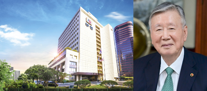 부영그룹 사옥(사진 왼쪽)과 이중근 부영그룹 회장./사진제공=부영그룹