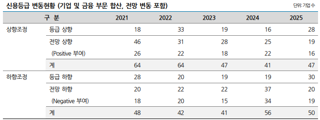 2025년 말 기준 신용등급 변동현황./출처=나이스신용평가