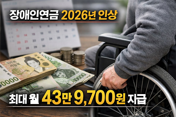 2026년 1월부터 장애인연금 인상…월 최대 43만 9700원 지급