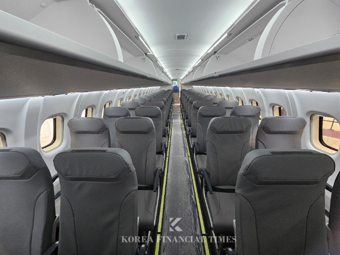 섬에어 1호 신조기 'ATR72-600' 내부 모습. /사진=신혜주 기자