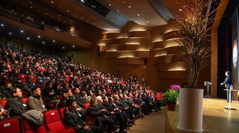 박희영 용산구청장이 지난해 신년인사회에서 인사말을 하는 모습./사진제공=용산구