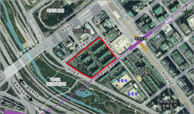 여의도 광장아파트 28 재건축 정비사업 위치도./사진제공=영등포구청