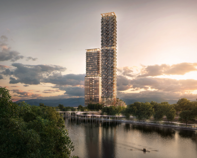 삼표그룹이 옛 삼표레미콘 공장 부지에 조성 예정인 최고 79층 규모의 미래형 업무복합단지 조감도. 이 건축물을 통해 삼표시멘트는 토탈 디벨로퍼로 도약할 구상을 가지고 있다./사진제공=삼표그룹