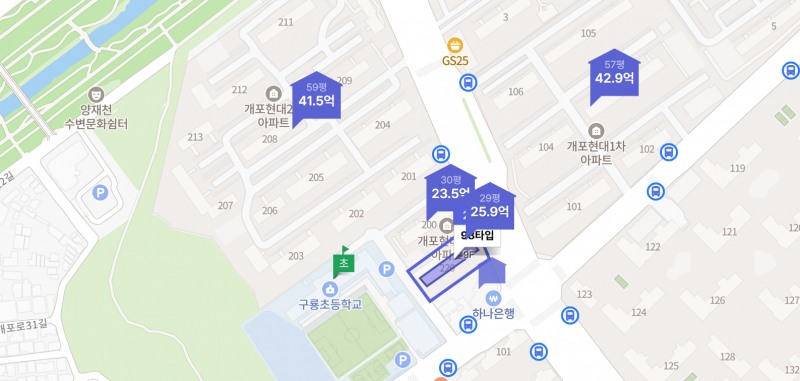 개포현대2차아파트 지도./자료제공=호갱노노