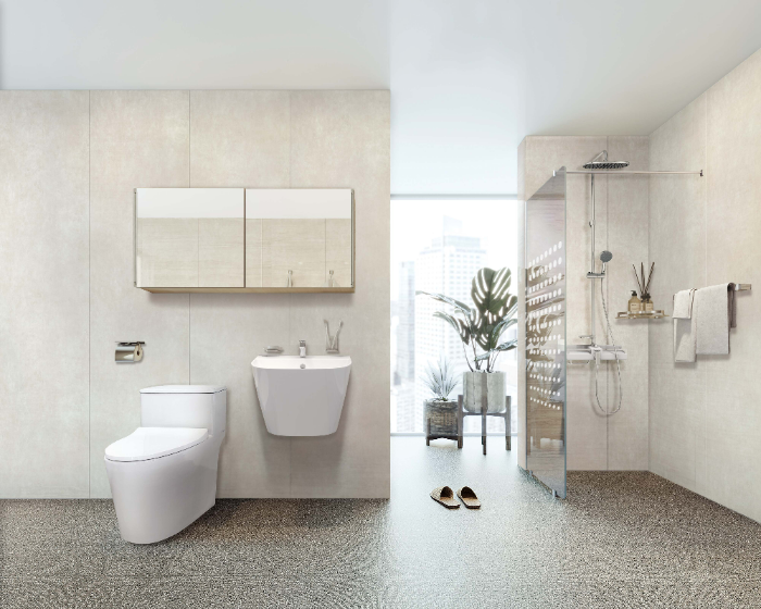 KCC글라스 홈씨씨 욕실 시공 패키지 '이지바스' 코지 내추럴. /사진제공=KCC글라스