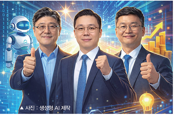 ▲ (왼쪽부터) 정재헌 SKT CEO, 김정규 SK스퀘어 대표, 이호정 SK네트웍스 대표.