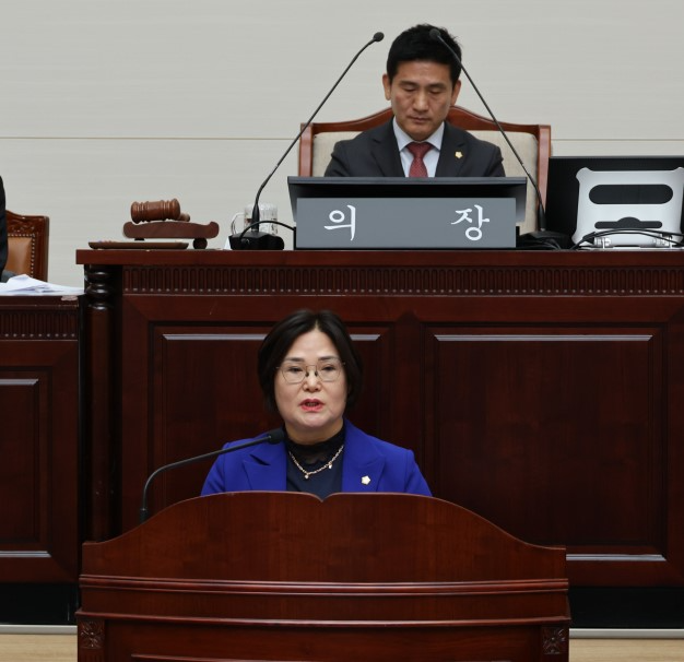 황금선 용산구의회 의원이 5분 자유발언을 펼치는 모습./사진제공=황금선 의원실