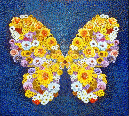 김홍년 작 화접(花蝶), 220×220cm, Acrylic, 2024