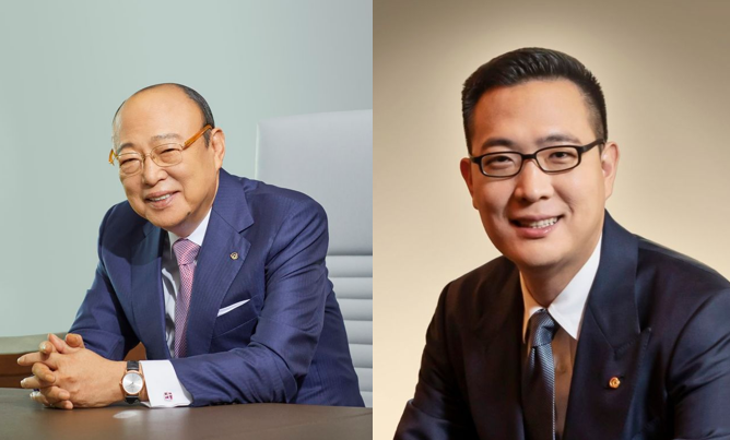 (왼쪽부터) 김승연 한화그룹 회장과 김동선 부사장. /사진제공=한화