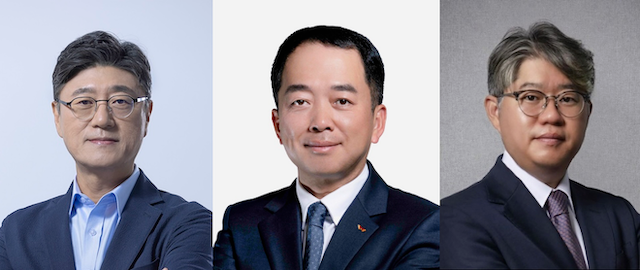 (왼쪽부터) 정재헌 SK텔레콤 CEO, 한명진 SK텔레콤 MNO CIC장, 윤풍영 SK수펙스추구협의회 담당 사장. /사진=SK