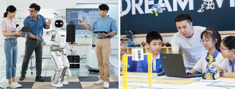 ▲유비테크는 다양한 수준에서 엔지니어와 교사, 학생 등을 대상으로 다양한 수준에서 로봇, AI 교육을 실시하고 있다.(사진=유비테크 웹사이트)