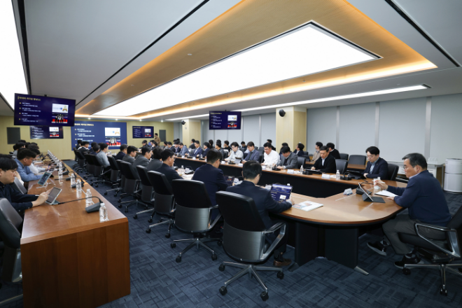 2026년 대우 Hyper E&C with Smart Construction 강연이 진행 중이다./사진제공=대우건설