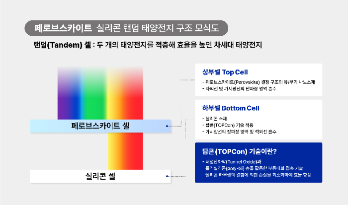 페로브스카이트 탠덤 구조 모식도. /자료제공=한화솔루션