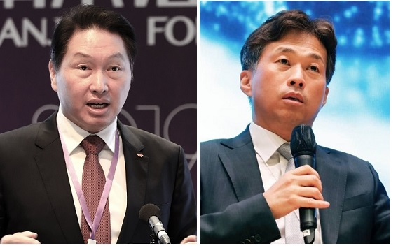 SK하이닉스 최태원 회장(왼쪽)과 곽노정 사장
