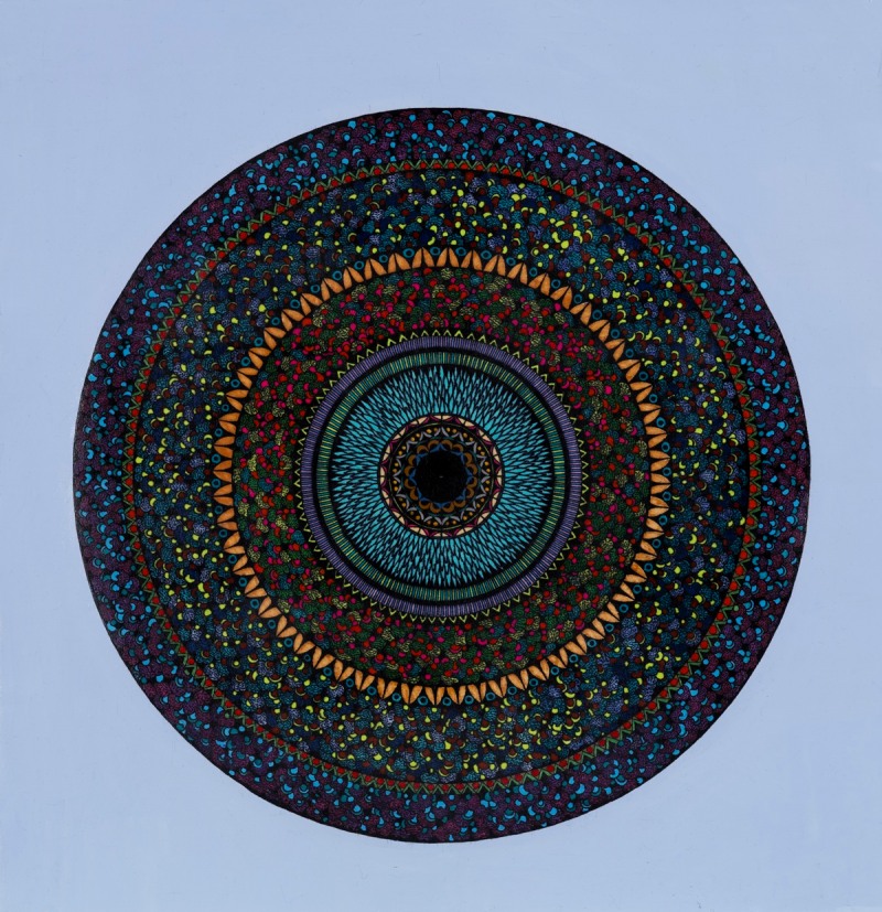 허준 작_관계의 방향6, 60.5 x 60.5cm, 한지에 혼합재료, 2023