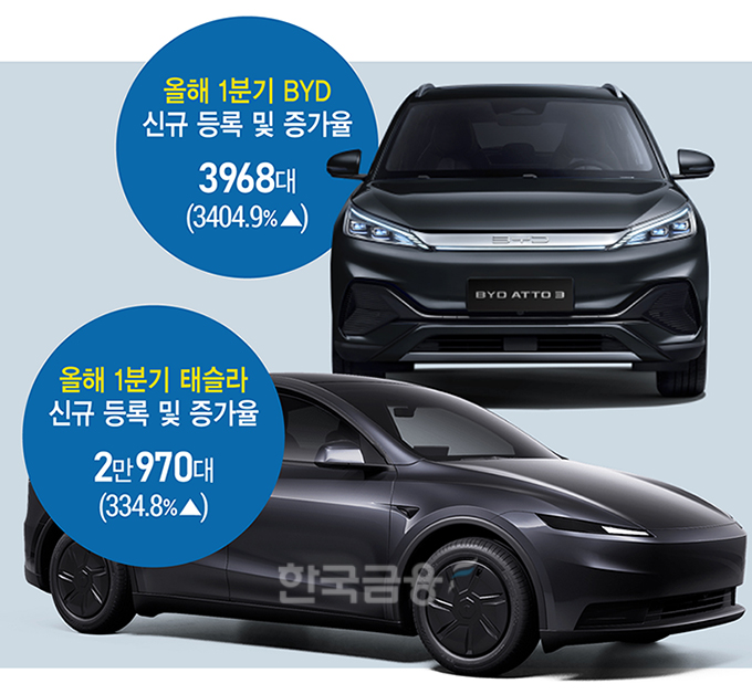 중국산 테슬라·BYD 아토3, 한국을 휩쓸다