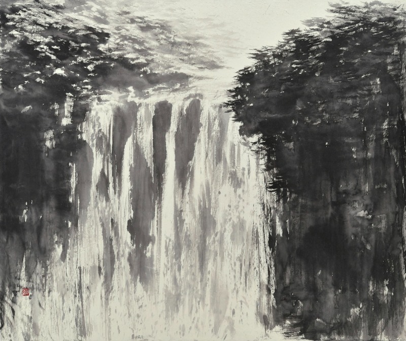 Waterfall, 130x162cm, Ink on Korean Paper, 2020