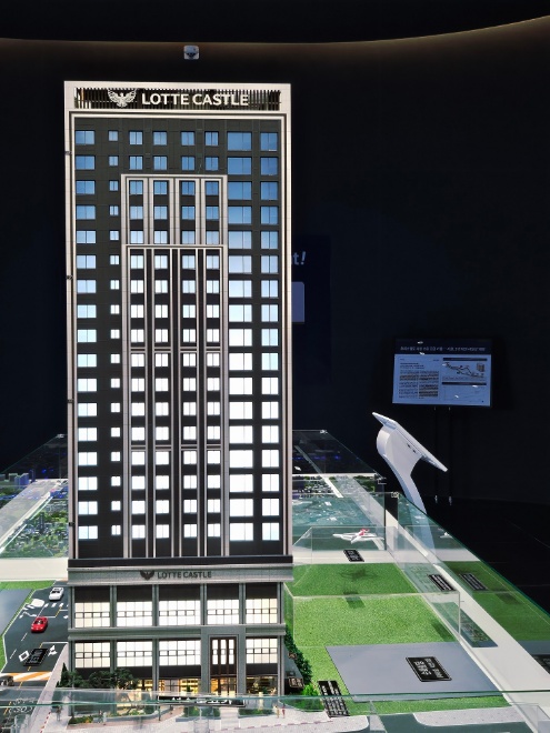 '정동 롯데캐슬 136' 견본주택 안 모형도./한국금융신문 조범형 기자