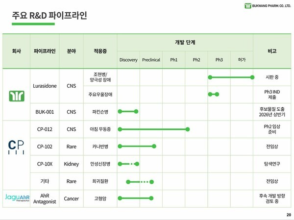 부광약품 주요 파이프라인. /사진=부광약품