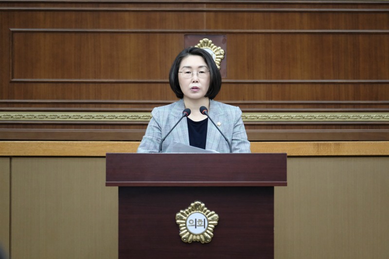 장정희 마포구의원이 자유 5분발언을 하는 모습./사진제공=마포구의회